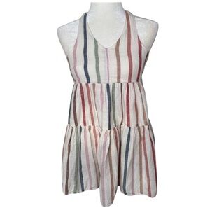 American Eagle Halter Mini Dress Cream Multicolor Stripes Petite XS